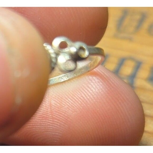 Vintage sterling silver ring sz 1 - Picture 3 of 4